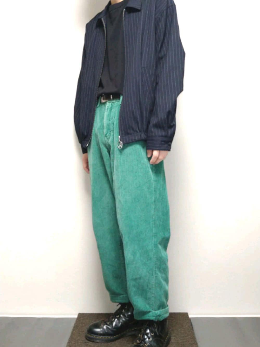 「シルバータブ、Levi's、Dr.Martens、MONKEY TIME、ブルゾン、UNIQLO、秋のコーデ、古着MIX、古着、古着コーデ」｜「MONKEY TIMEの＜monkey time＞ TR/GRGT ZIP BLSN/ブルゾン（ブルゾン、ブルー系）」を使った、ta.kuさん（メンズ・168cm）の秋コーディネートの1枚目の写真