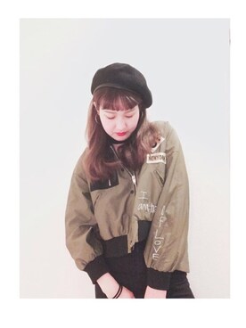 「オルチャンファッション」｜「アイテム（ハンチング/ベレー帽）」を使った、ELLAさん（レディース・162cm）の冬コーディネート