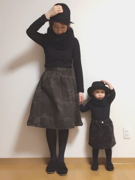 rina rikoさんの「DOORS カモフラコットンギャザースカート」を使ったコーディネート
