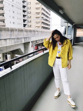 「ZARA（ザラ）のアイテム（Tシャツ/カットソー、ホワイト系）」を使った、ショウショウさん（レディース・168cm）の秋コーディネート