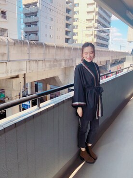 「MURUA（ムルーア）のアイテム（トップス、ブラック系）」を使った、ショウショウさん（レディース・168cm）の秋コーディネート