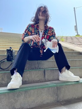 「古着のアイテム（シャツ/ブラウス、その他）」を使った、ショウショウさん（レディース・168cm）の春コーディネート