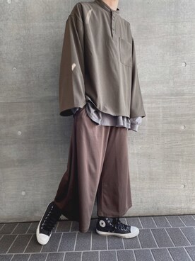 「GGD（ジージーディー）のアイテム（スラックス）」を使った、じゃーくさん（メンズ・174cm）の春コーディネート