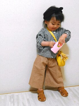 「apres les cours（アプレレクール）のアイテム（チュニック）」を使った、yuzukiさん（キッズ・80cm）の春コーディネート