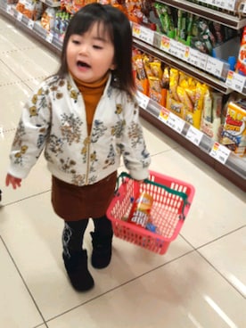 「アイテム（タイツ/ストッキング、ブルー系）」を使った、yuzukiさん（キッズ・80cm）の冬コーディネート