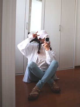 「PLAYBOY（プレイボーイ）のアイテム（帽子）」を使った、りょこ♡*さん（レディース・163cm）の夏コーディネート