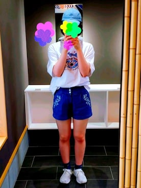 「ショーパン」｜「アイテム（キャップ）」を使った、ちえさん（レディース・170cm）の夏コーディネート