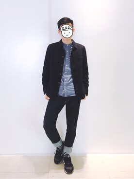 「無印良品（ムジルシリョウヒン）のアイテム（カバーオール）」を使った、A-Jay Hsiehさん（メンズ・175cm）の冬コーディネート