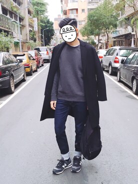 「GLOBAL WORK（グローバルワーク）のアイテム（フォーマルスーツ/小物）」を使った、A-Jay Hsiehさん（メンズ・175cm）の冬コーディネート