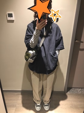 「go slow caravan（ゴースローキャラバン）のアイテム（その他トップス）」を使った、fishxxさん（レディース・155cm）の秋コーディネート
