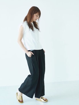 「GARAGE OF GOOD CLOTHING（ガレージオブグッドクロージング）のアイテム（パンツ）」を使った、くろさんさん（レディース・163cm）の夏コーディネート