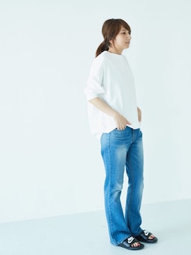 「GARAGE OF GOOD CLOTHING（ガレージオブグッドクロージング）のアイテム（パンツ）」を使った、くろさんさん（レディース・163cm）の夏コーディネート