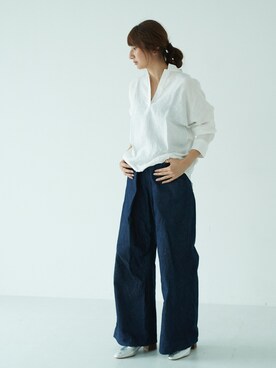 「GARAGE OF GOOD CLOTHING（ガレージオブグッドクロージング）のアイテム（パンツ）」を使った、くろさんさん（レディース・163cm）の夏コーディネート
