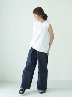 「GARAGE OF GOOD CLOTHING（ガレージオブグッドクロージング）のアイテム（パンツ）」を使った、くろさんさん（レディース・163cm）の夏コーディネート