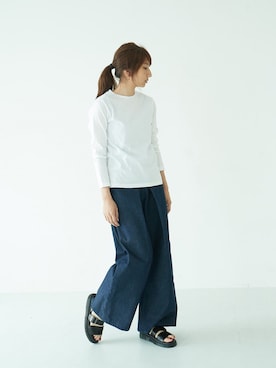 「GARAGE OF GOOD CLOTHING（ガレージオブグッドクロージング）のアイテム（パンツ）」を使った、くろさんさん（レディース・163cm）の夏コーディネート