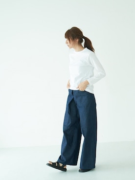 「GARAGE OF GOOD CLOTHING（ガレージオブグッドクロージング）のアイテム（パンツ）」を使った、くろさんさん（レディース・163cm）の秋コーディネート