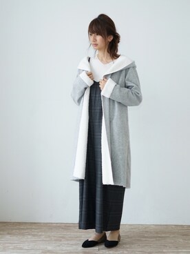 「コーディガン」｜「アイテム（オールインワン・サロペット）」を使った、くろさんさん（レディース・163cm）の冬コーディネート