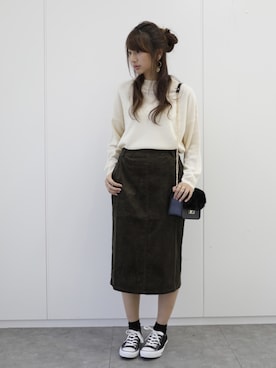 「SEVENDAYS=SUNDAY（セブンデイズサンデイ）のアイテム（スカート）」を使った、くろさんさん（レディース・163cm）の冬コーディネート