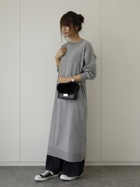 「SEVENDAYS=SUNDAY（セブンデイズサンデイ）のアイテム（ワンピース/ドレス）」を使った、くろさんさん（レディース・163cm）の冬コーディネート