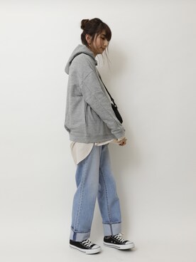 「SEVENDAYS=SUNDAY（セブンデイズサンデイ）のアイテム（スウェット）」を使った、くろさんさん（レディース・163cm）の冬コーディネート