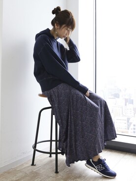 「SEVENDAYS=SUNDAY（セブンデイズサンデイ）のアイテム（パーカー）」を使った、くろさんさん（レディース・163cm）の秋コーディネート