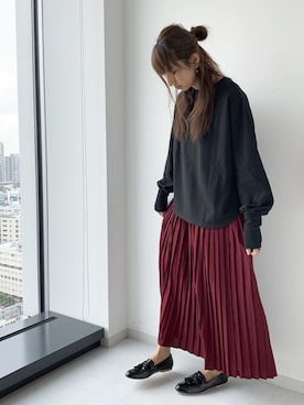 「ハーフアップ」｜くろさんさん（レディース・163cm）の秋コーディネート