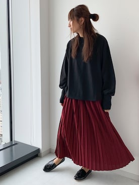 「ハーフアップ」｜くろさんさん（レディース・163cm）の冬コーディネート