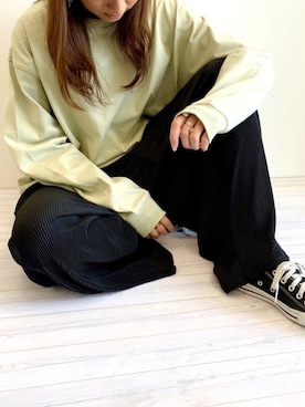 「koe（コエ）のアイテム（Tシャツ/カットソー）」を使った、くろさんさん（レディース・163cm）の春コーディネート
