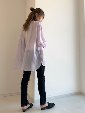 「CRAFT STANDARD BOUTIQUE（クラフトスタンダードブティック）のバックオープンシアーバンドカラーシャツ　＊◇（シャツ/ブラウス）」を使った、くろさんさん（レディース・163cm）の冬コーディネート