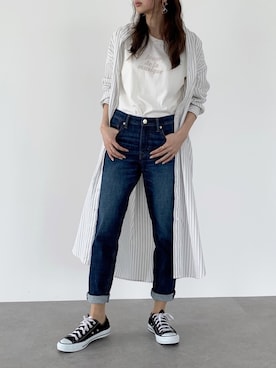 「SLURR（スラ―）のアイテム」を使った、くろさんさん（レディース・163cm）の春コーディネート