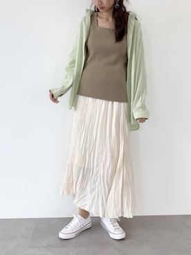 「レーヨンシャツ」｜「アイテム（その他）」を使った、くろさんさん（レディース・163cm）の春コーディネート