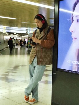 「w closet（ダブルクローゼット）のアイテム（その他アウター）」を使った、瑞克桑さん（メンズ・187cm）の冬コーディネート