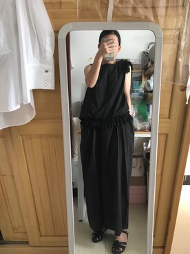 「日系极简」｜「アイテム（ジャンパースカート）」を使った、YangMoさん（レディース・158cm）の夏コーディネート