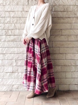 「チェック柄に恋してる」｜「アイテム（キャミソール）」を使った、syrupさん（レディース・162cm）の秋コーディネート