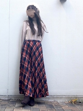 「& chouette（アンドシュエット）のアイテム（ハンチング/ベレー帽）」を使った、syrupさん（レディース・162cm）の秋コーディネート