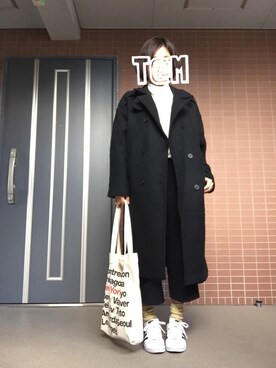 「DHOLIC（ディーホリック）のアイテム（ピーコート）」を使った、i_am_tamさん（レディース・153cm）の冬コーディネート