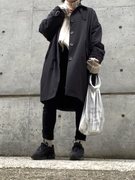 「select MOCA（セレクトモカ）のリンキングオーバーサイズタートルニット（ニット/セーター）」を使った、i_am_tamさん（レディース・153cm）の冬コーディネート