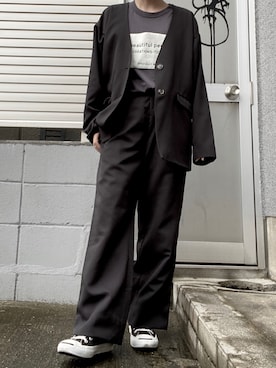 「notch.」｜「アイテム（ノーカラージャケット）」を使った、i_am_tamさん（レディース・153cm）の夏コーディネート
