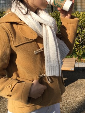「ADAM ET ROPE'（アダムエロペ）のアイテム（ダッフルコート）」を使った、momLISAさん（レディース・158cm）の春コーディネート