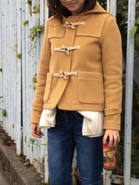 「ADAM ET ROPE'（アダムエロペ）のアイテム（ダッフルコート）」を使った、momLISAさん（レディース・158cm）の春コーディネート