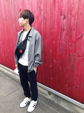「WEGO（ウィゴー）のアイテム（ノーカラージャケット）」を使った、うっちーさん（メンズ・164cm）の秋コーディネート