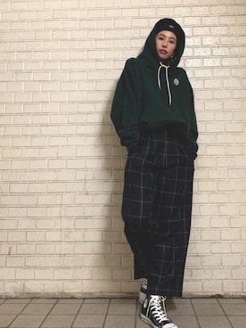「CONVERSE STARS（コンバーススターズ）のアイテム」を使った、kuro74さん（レディース・164cm）の秋コーディネート