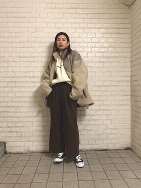 「CONVERSE STARS（コンバーススターズ）のアイテム」を使った、kuro74さん（レディース・164cm）の秋コーディネート