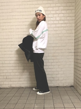「CONVERSE STARS（コンバーススターズ）のアイテム」を使った、kuro74さん（レディース・164cm）の秋コーディネート
