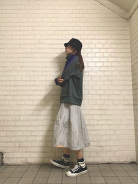 「CONVERSE STARS（コンバーススターズ）のアイテム」を使った、kuro74さん（レディース・164cm）の冬コーディネート