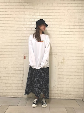 「CONVERSE STARS（コンバーススターズ）のアイテム」を使った、kuro74さん（レディース・164cm）の春コーディネート