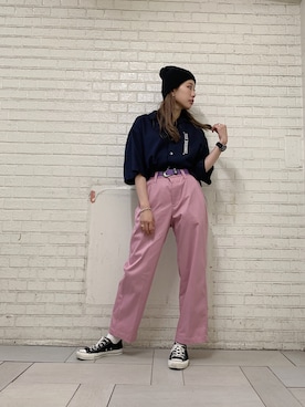 「CONVERSE STARS（コンバーススターズ）のアイテム」を使った、kuro74さん（レディース・164cm）の夏コーディネート