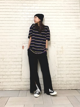 「CONVERSE STARS（コンバーススターズ）のアイテム」を使った、kuro74さん（レディース・164cm）の夏コーディネート
