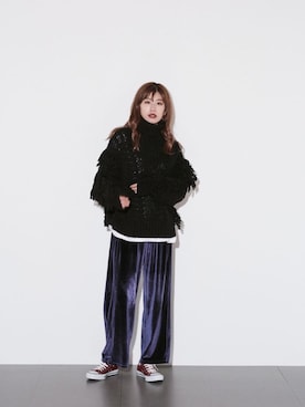 「ベロア」｜「アイテム（スウェットパンツ）」を使った、kuro74さん（レディース・164cm）の冬コーディネート