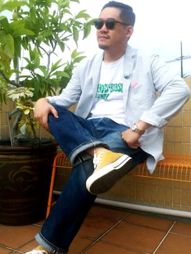 「ＩＶＹ」｜「アイテム（ジャケット/アウター）」を使った、Stevenさん（メンズ・177cm）の夏コーディネート
